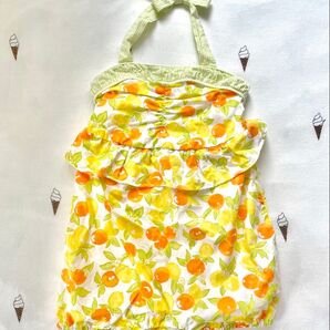 Janie&Jack オレンジ レモン柄 オールインワン ショートパンツ 半ズボン キッズ 1歳半〜2歳 80〜90㎝