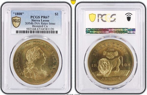 1808年 ジョーシ3世 ライオン プルーフ 黄銅貨 PCGS PR67 レトロクラウン 銅貨