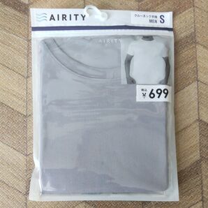 AIRITY メンズ クルーネック半袖Tシャツ S グレー 新品 未開封