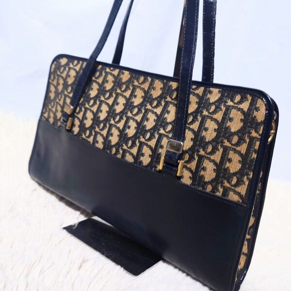 【希少】クリスチャンディオール トートバッグ トロッター柄 レザー キャンバス ハンドバッグ Christian Dior