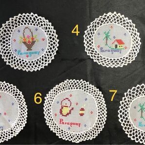 パラグアイ刺繍 コースター,ドイリー アオポイ 5枚セット