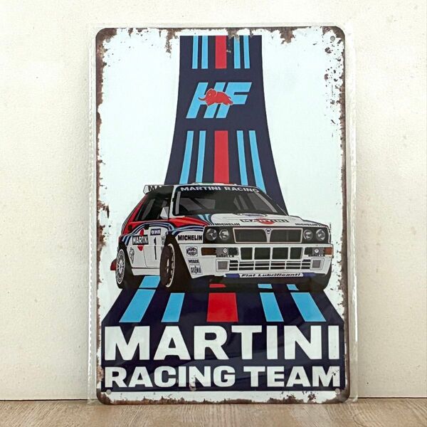 LANCIA DELTA 16V ラリー メタルサイン 看板 ランチア デルタ マルティーニ ガレージ ブリキ 雑貨