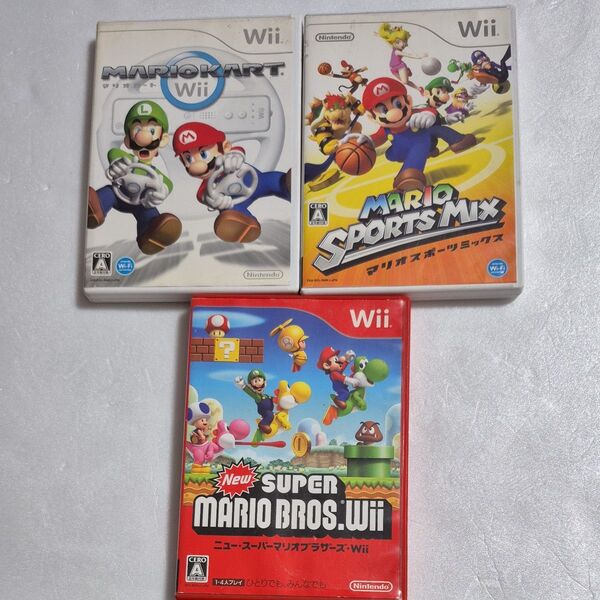 Wii ソフト スーパーマリオブラザーズ マリオカート マリオスポーツミックス セット ジャンク品