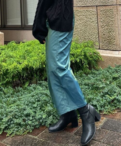 URBAN RESEARCH HEYUMM ハイウエストタイトロングスカート シャンブレーナロータイトスカート スカート カーキ