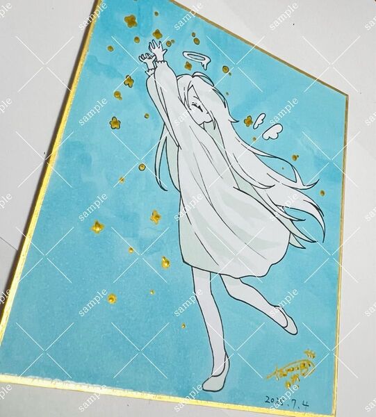 直筆イラスト アナログ ミニ色紙 かわいい 女の子 手書き