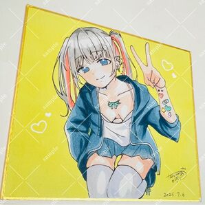 ミニ色紙 直筆イラスト アナログ 手書き オリジナル 病みかわ 地雷系 手描きイラスト オリジナルイラスト