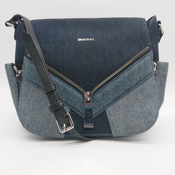 DIESEL デニムショルダーバッグ ブルー系