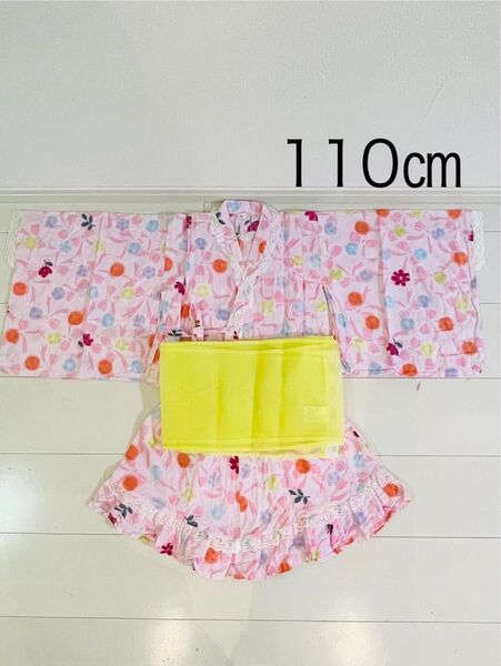 浴衣ドレス 110㎝ 女の子 ピンク 花柄 帯付き