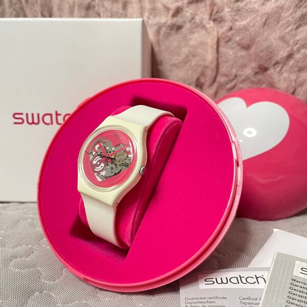 【難あり】Swatch スウォッチ 2013年 バレンタインモデル スケルトン ハート GZ281 腕時計