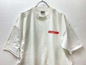 デッドストック 90's USA製 NatWest Bank 企業物 ボックスロゴプリント 半袖 Tシャツ (XL) 白 90年代 アメリカ製 オールド 銀行