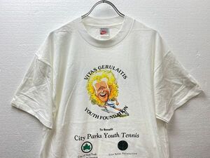 デッドストック USA製 90's ナイキ NIKE 銀タグ 両面プリント Tシャツ (M) Vitas Gerulaitis 半袖 白 90年代 アメリカ製