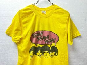 80's USA製 ビートルズ ヤァヤァヤァ ラジオ プリント Tシャツ 黄色 (L) 半袖 80年代 アメリカ製 初期 旧タグ 当時物 スクリーンスターズ