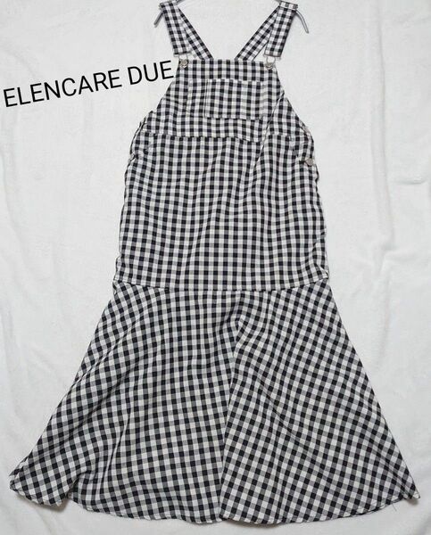 ELENCARE DUE ブロック チェック サロペット ワンピース スカート F 未使用
