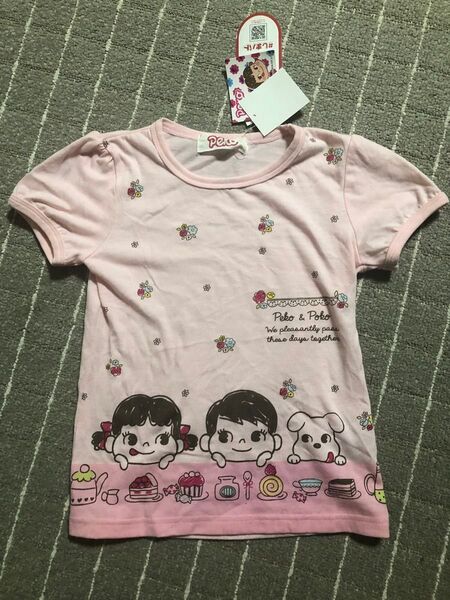 【新品紙タグ付き】ペコちゃん Tシャツ 110cm 女の子 キッズ 半袖Tシャツ ピンク色