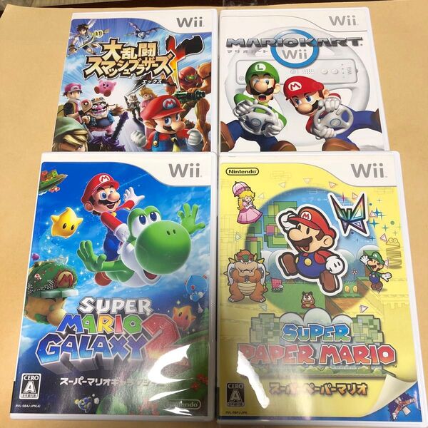 スーパーペーパーマリオWii、スーパーマリオギャラクシー2 Wii、大乱闘スマッシュブラザーズX Wii、マリオカート Wii