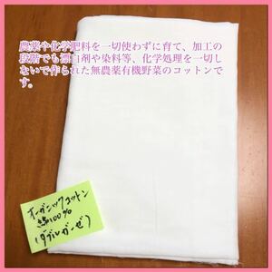 生地★オーガニック ダブルガーゼ(Wガーゼ) 　無地　白(ホワイト)　100㎝×100㎝前後　型紙