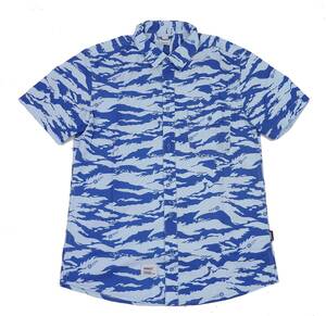 Addict アディクト TONAL TIGER S/S LV CPO SHIRT 半袖 ボタンシャツ (ブルー) (L) [並行輸入品]