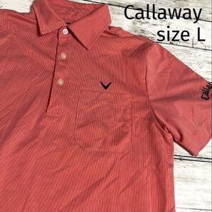 Callaway L 半袖 刺繍ロゴ ストライプ ゴルフウェア メンズ シャツ キャロウェイ