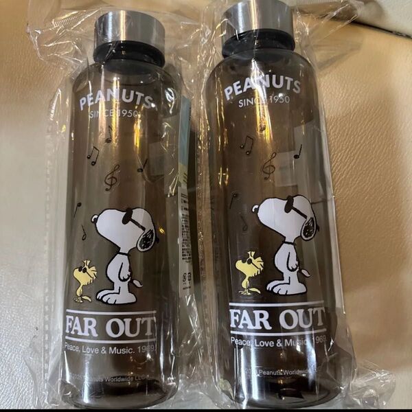 SNOOPY スヌーピー ジョークール タイムマーカー付きウォーターボトル 500ml 二つセット クリアボトル 水筒③