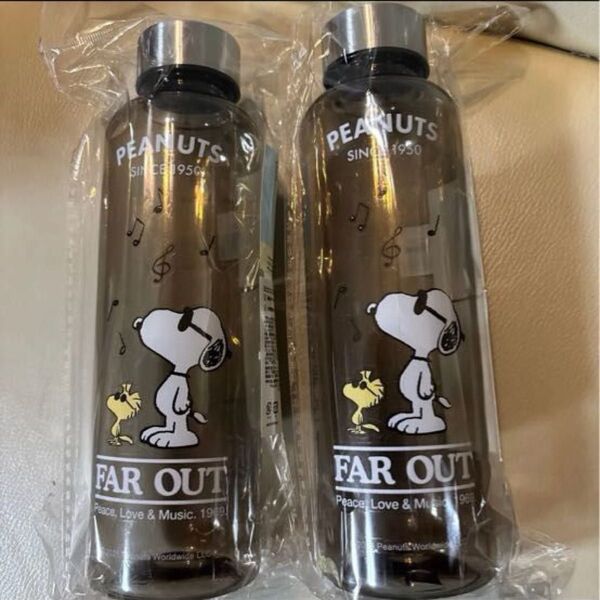 SNOOPY スヌーピー ジョークール タイムマーカー付きウォーターボトル 500ml 二つセット クリアボトル 水筒③