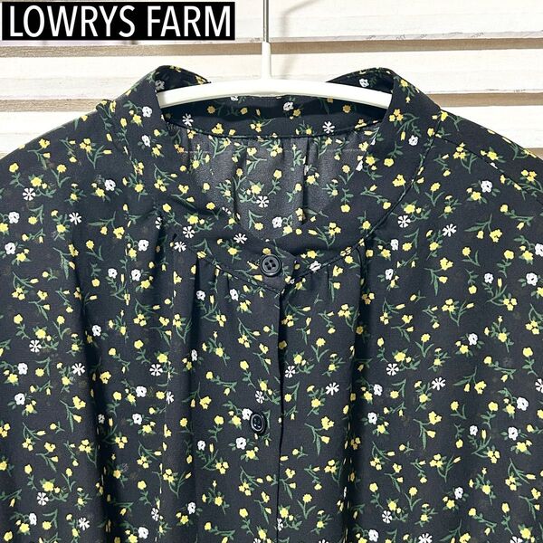 美品 LOWRYS FARM 小花柄 ロングシャツ ワンピース L