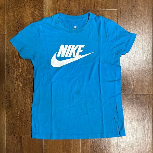 y2k NIKE ナイキ Tシャツ 半袖Tシャツ 半袖 ロゴ センターロゴプリント 水色 ブルー ストリート 差し色 メンズS短丈