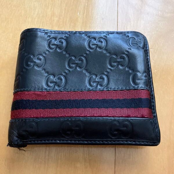 GUCCI グッチ 二つ折り財布 ネイビー