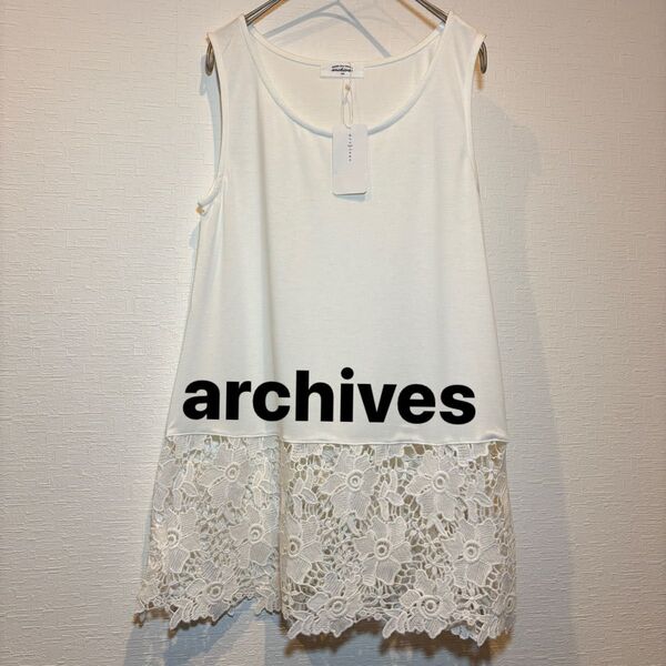 archives 新品 裾 レース タンクトップ ブラウス レーヨン アルシーヴ ノースリーブ