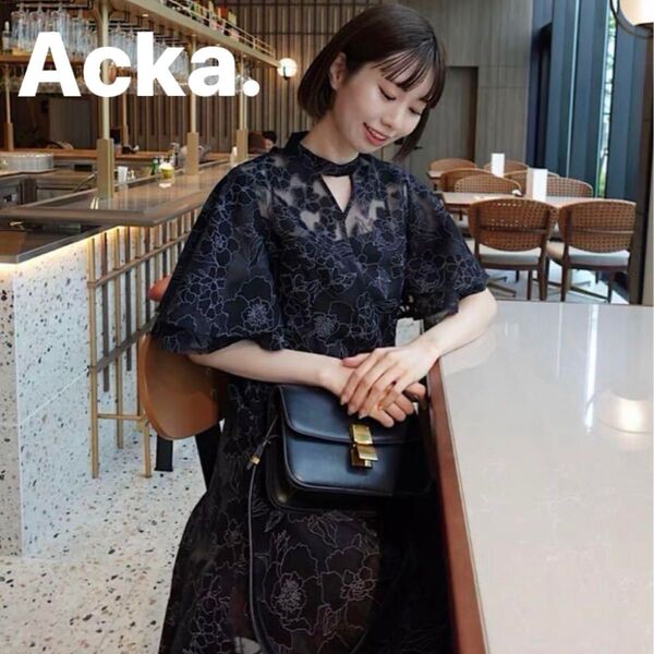 Acka. 【新品】パーティドレス オケージョンドレス シアー 花柄 ワンピース フォーマル 結婚式 卒業式