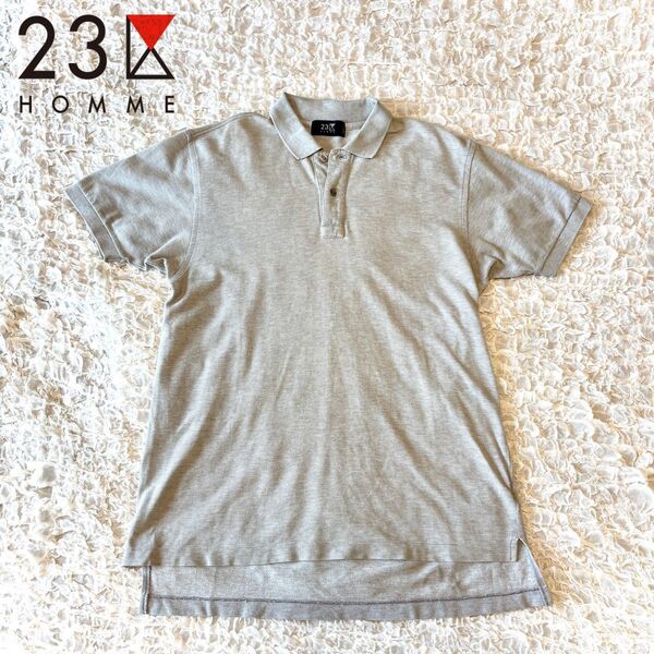 美品 23区 HOMME ポロシャツ スポーツウェア ゴルフウェア グレー 半袖ポロシャツ
