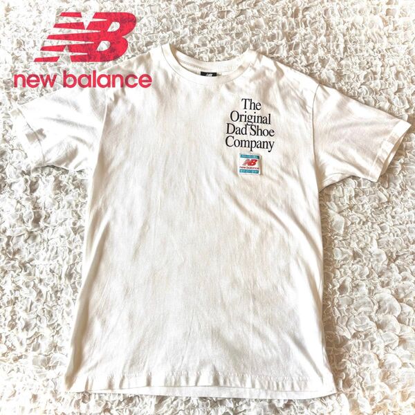 美品 ニューバランス Tシャツ XS レディース ジュニア キッズ 半袖 プリント コットン 白