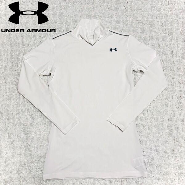 美品 アンダーアーマー モックネック 長袖 Tシャツ ヒートギア L UNDER ARMOUR コンプレッション LG