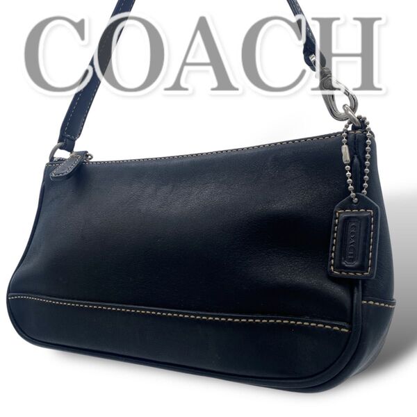 COACH コーチ アクセサリーポーチ ソーホー レザー ブラック ショルダーバッグ ブラック オールレザー チャーム
