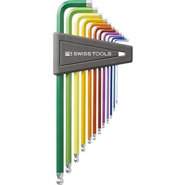 PBスイスツールズ ボール付ロング六角棒レンチセット レインボー 212ZLH-12RB (インチ)