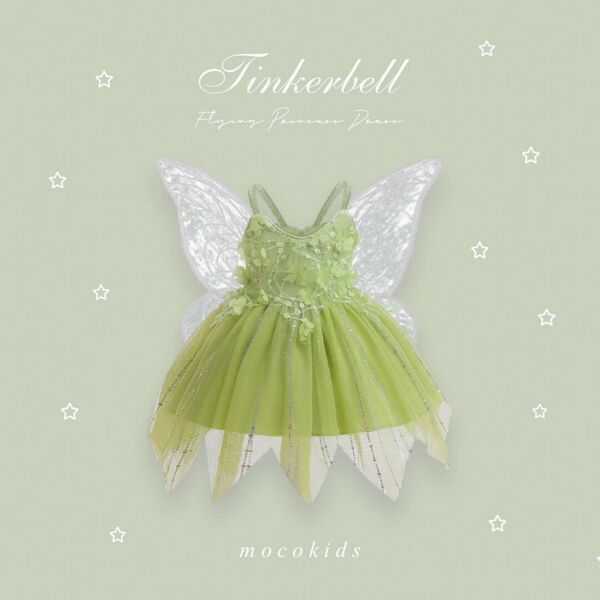 green fairy wingドレス ティンカーベル コスプレ 衣装 ワンピース セレモニードレス ディズニー 妖精