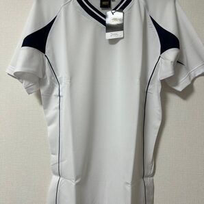 ZETT 野球ベースボールシャツ Vネック半袖SS ホワイト×ネイビー 未使用