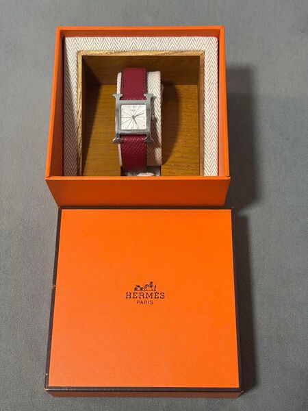 【HERMES】【電池交換済】美品 エルメス『Hウォッチ』HH1.210 レディース クォーツ 稼働品 ギャランティーカードあり