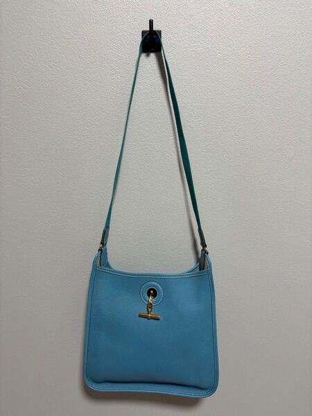 【美品】HERMES エルメス ヴェスパPM ブルージーン ゴールド金具 ショルダーバッグ レザー 斜め掛け