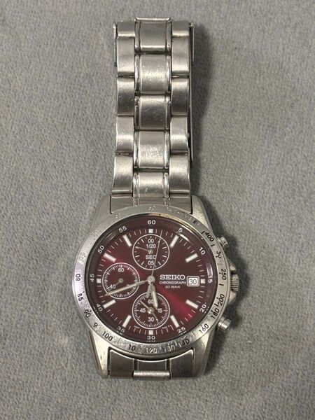 【電池交換済】稼働 セイコー SEIKO クロノグラフ 7T92-0DW0 メンズ 腕時計 クオーツ アナログ 美品