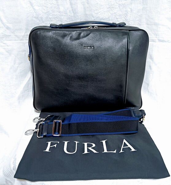 美品 高級 FURLA 3wayレザービジネスバッグ リュック/バッグパック ブリーフケース フルラ