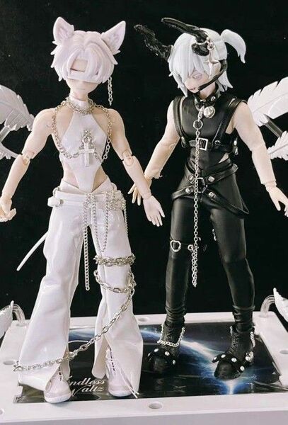 シチリアの追憶 服 ボンテージ アウトフィット 衣服 黒色 レザー風 角つき ドール