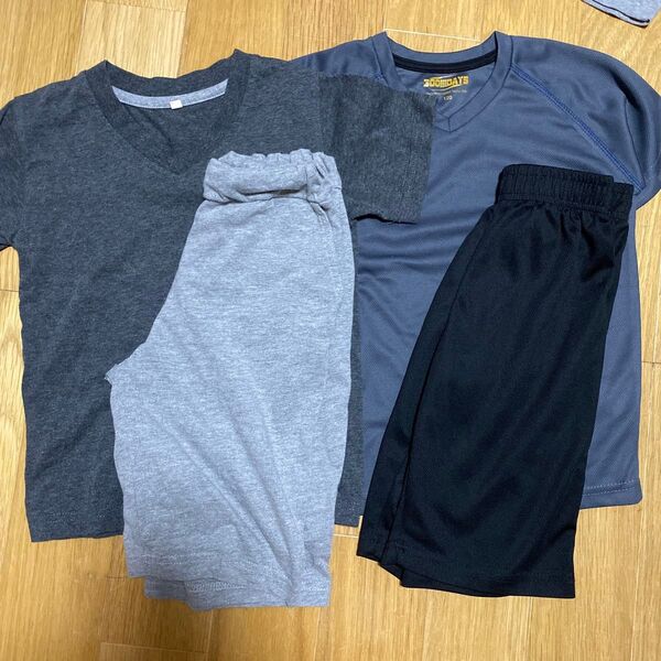 Tシャツ ルームウェア パジャマ セットアップ 部屋着 120 半ズボン 短パン 半袖 グレー