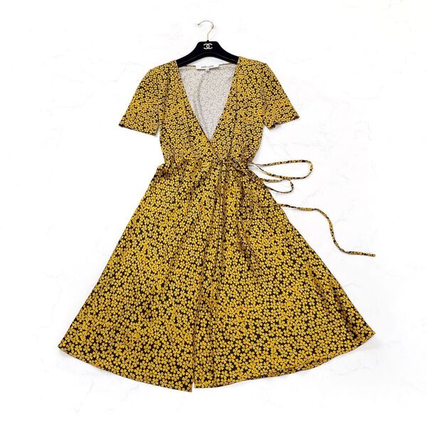 DVF ダイアンフォンファステンバーグ 花柄 シルク ラップ ワンピース S