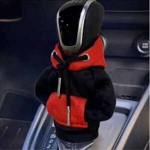 車用 シフトノブ シフトレバーカバー ミニパーカー 黒×赤色 ギアカバー シフトカバー シフトレバー 車内アクセサリー インテリア