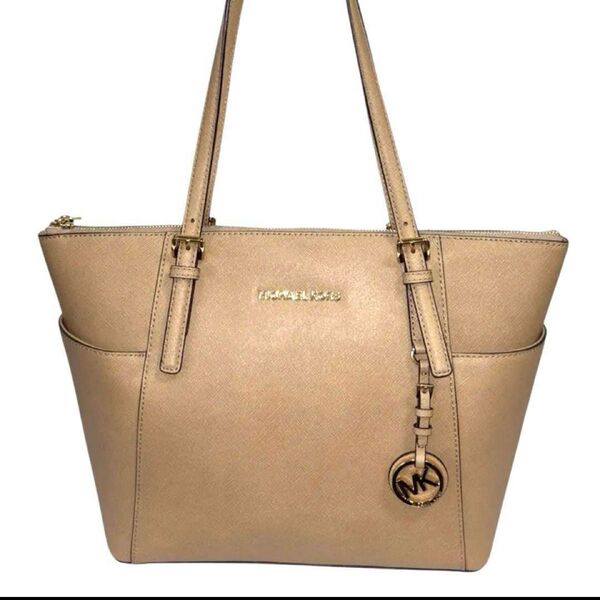 【極美品】マイケルコース MICHAEL KORS トートバッグ A4対応 ベージュ 肩掛け レザー