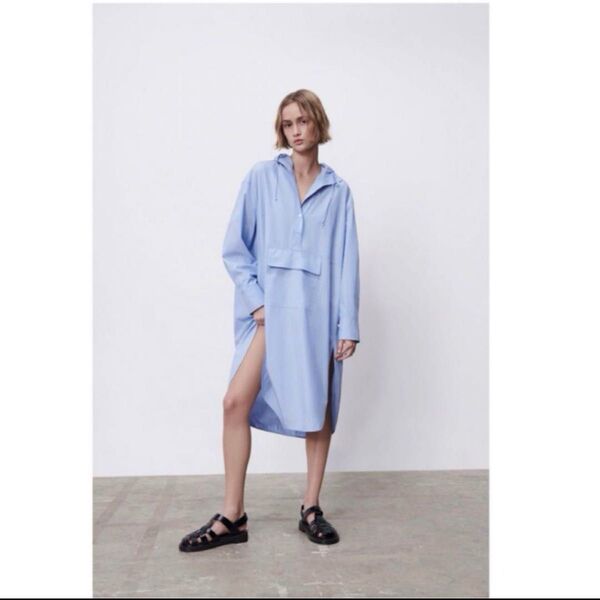 雑誌掲載品!!★ZARA★ フード&ビッグポケット ワンピース チュニック ブラウス