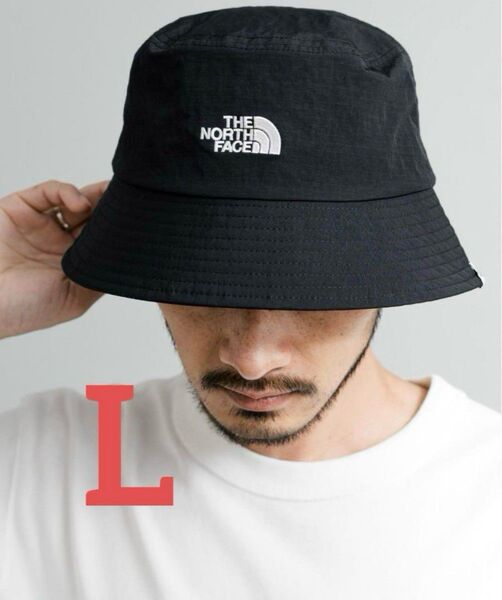 【新品未使用】韓国ノースフェイスホワイトレーベルSTANDARDBUCKETHATナイロンバケットハットユニセックスブラック黒 L