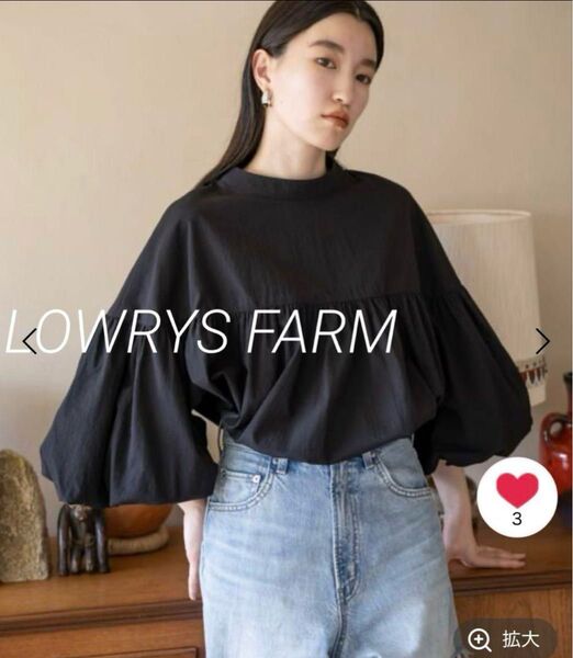 LOWRYS FARM ボリュームスリーブ 2way ブラウス ブラック
