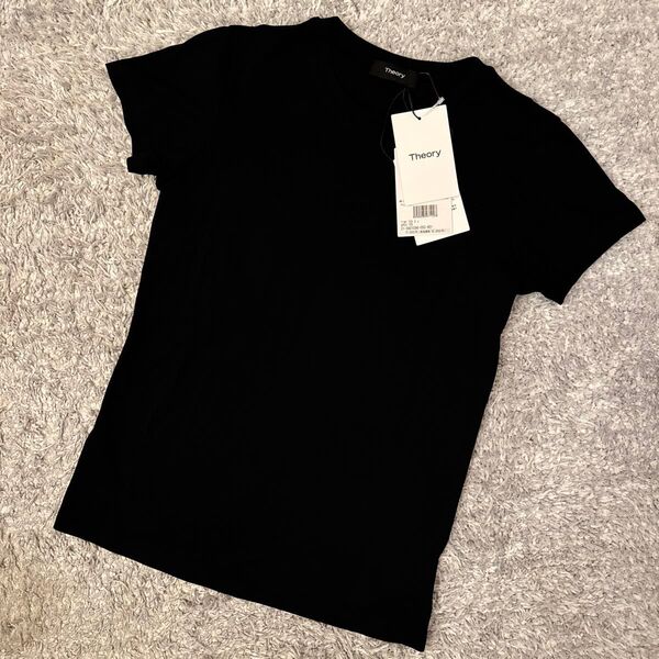 Theory セオリー レディース 半袖 Tシャツ 定価¥11,000- 無地 ブラック 新品未使用タグ付き
