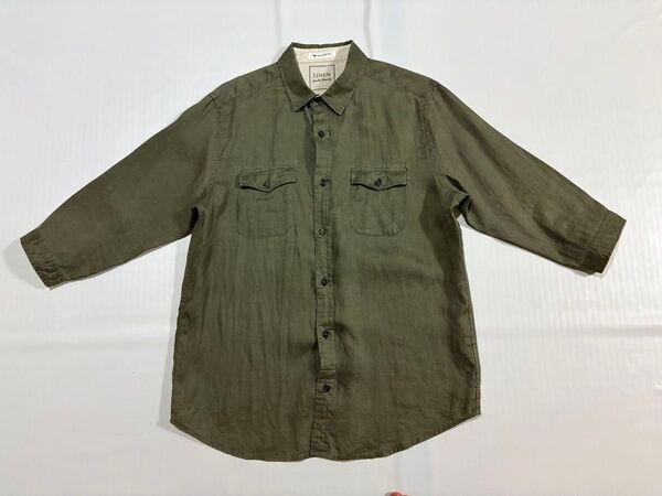 Lサイズ THE SHOP TK TAKEO KIKUCHI シャツ 七分袖 麻